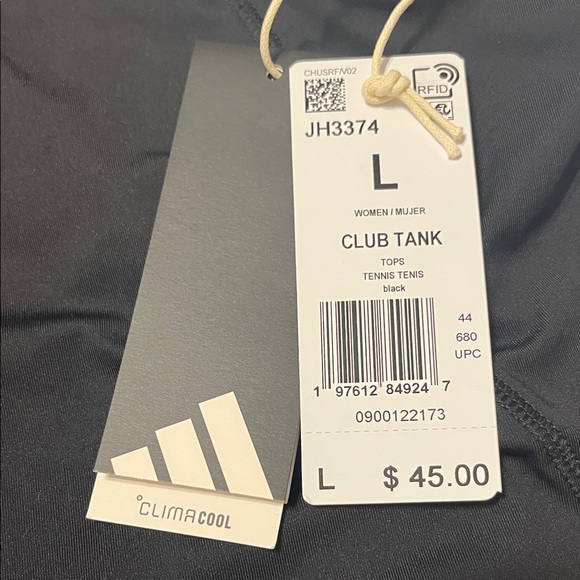 NWT Adidas Club Tank, black and white. Size Large - Picture 2 of 10